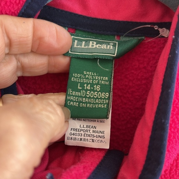L.L. Bean Girls Fleece Zip Up Jacket Fuschia Size Large - Picture 3 of 10